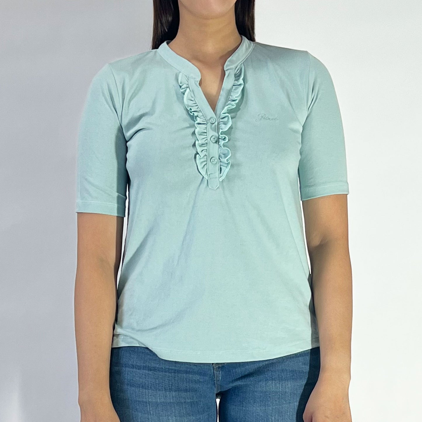Petrol Ladies Basic Woven Shirt Boxy Fitting Linen Fabric 167051 (Sea Foam)
