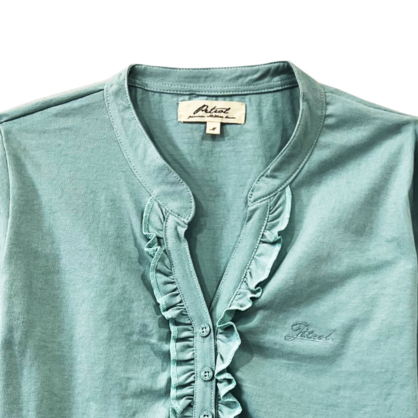 Petrol Ladies Basic Woven Shirt Boxy Fitting Linen Fabric 167051 (Sea Foam)