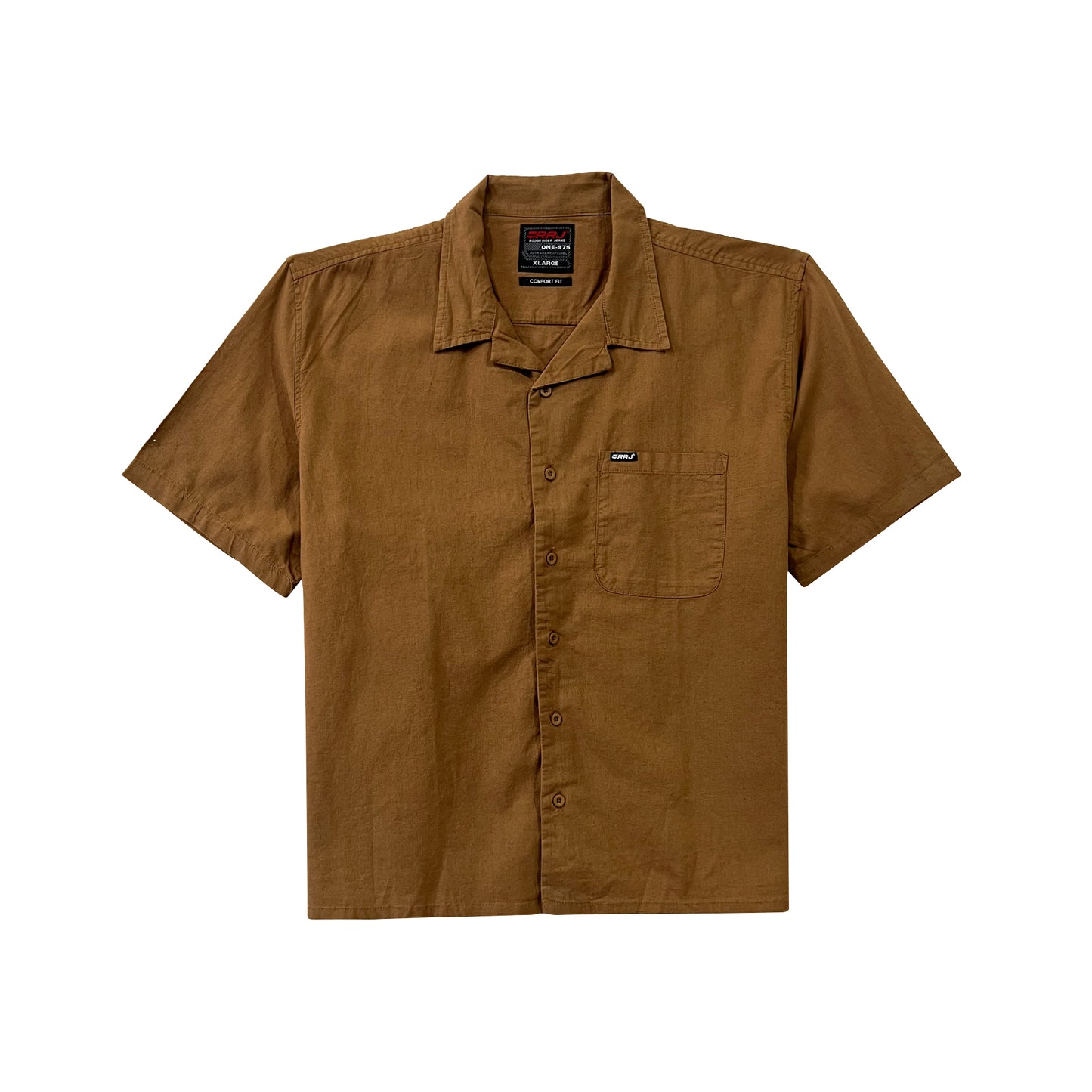 RRJ Men's Basic Woven Shirt Comfort Fitting Linen Fabric 169699 (Mocha)