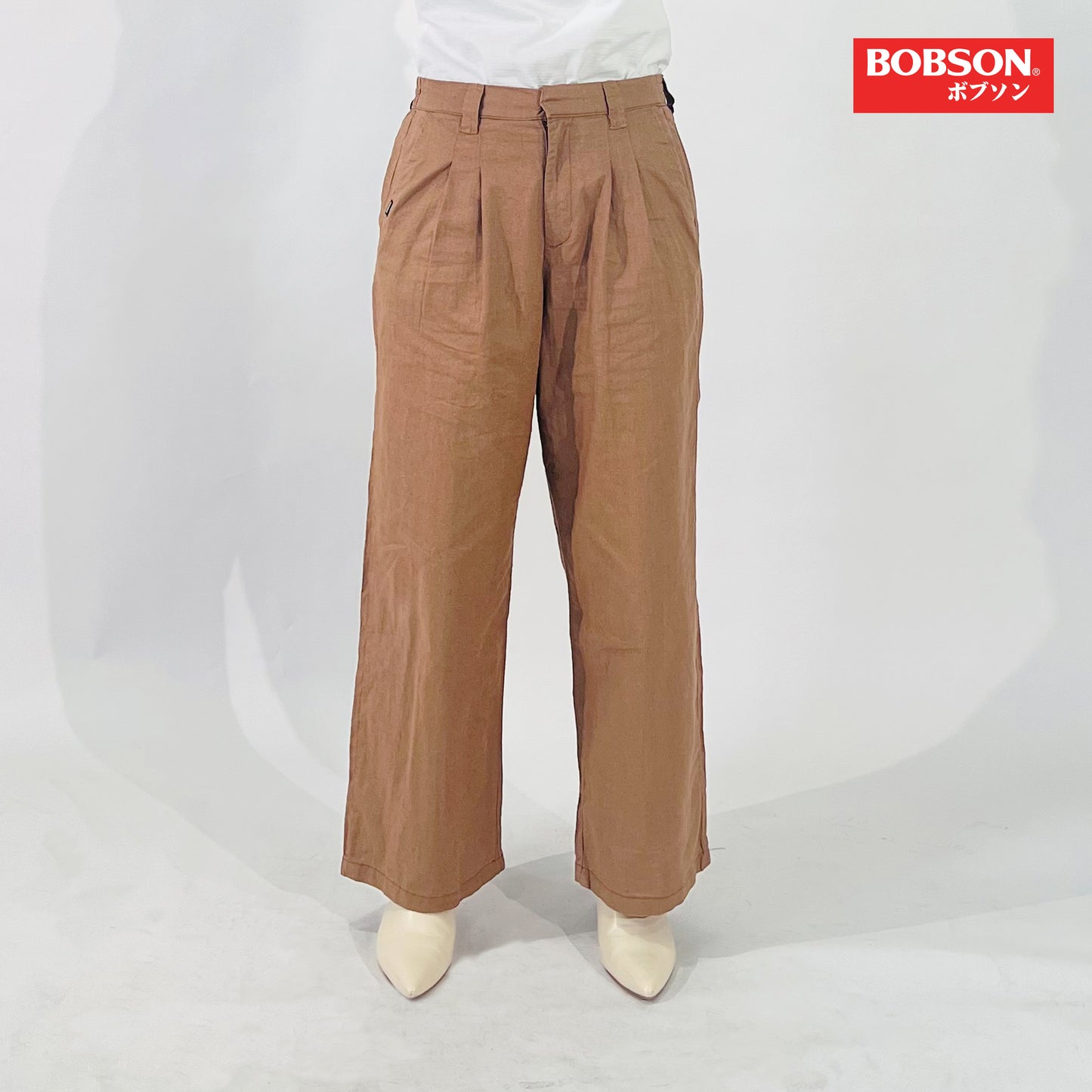 Bobson Japanese Ladies Basic Non-Denim Wide Leg Pants 176330 (Rust)