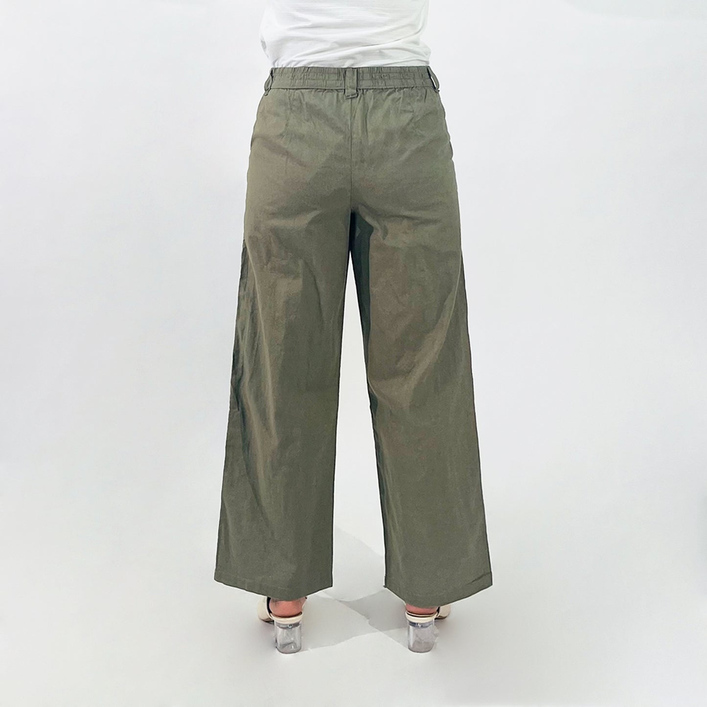Bobson Japanese Ladies Basic Non-Denim Wide Leg Pants 176330 (Moss)