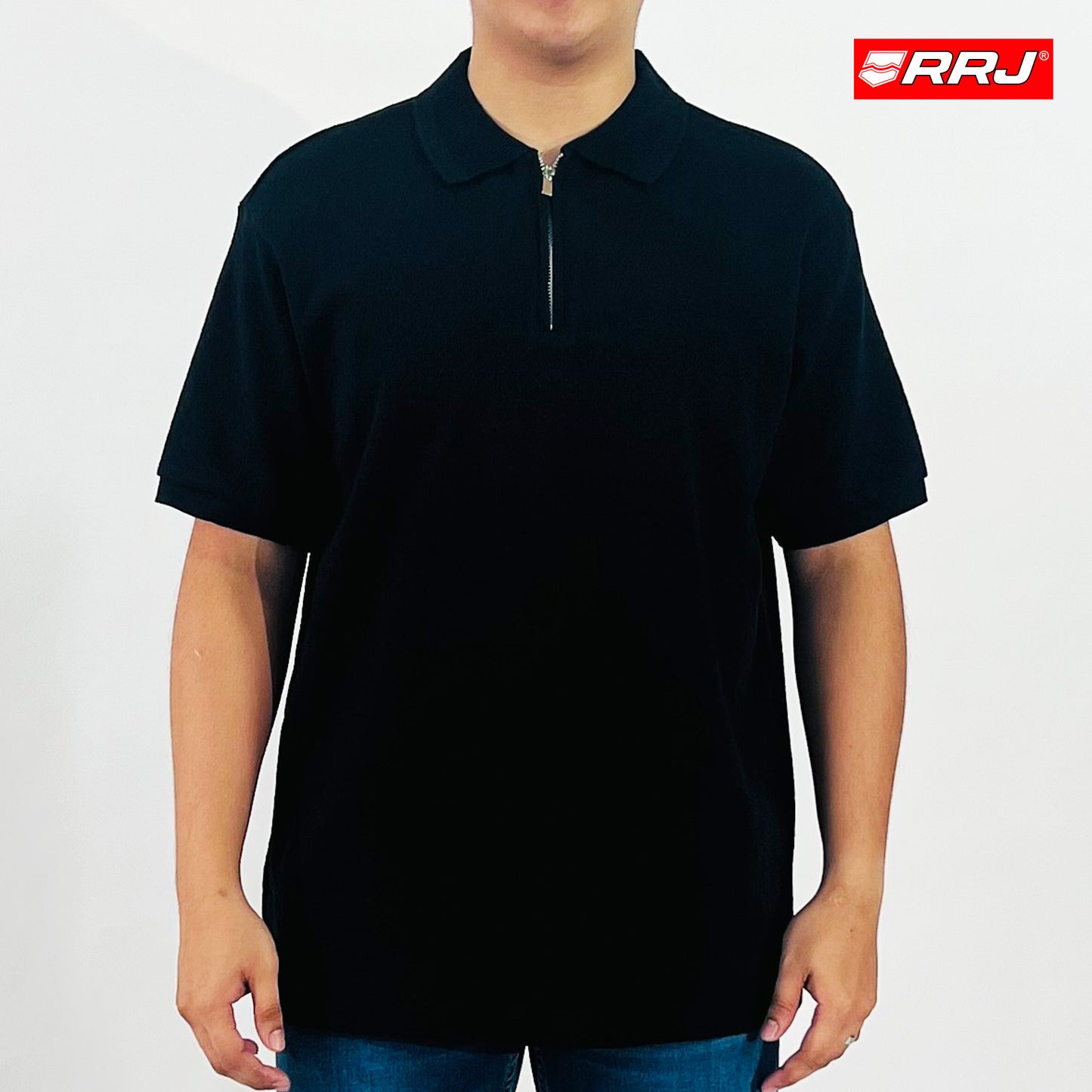 RRJ Men's Basic Collared Shirt Comfort Fitting 169622 (Black)
