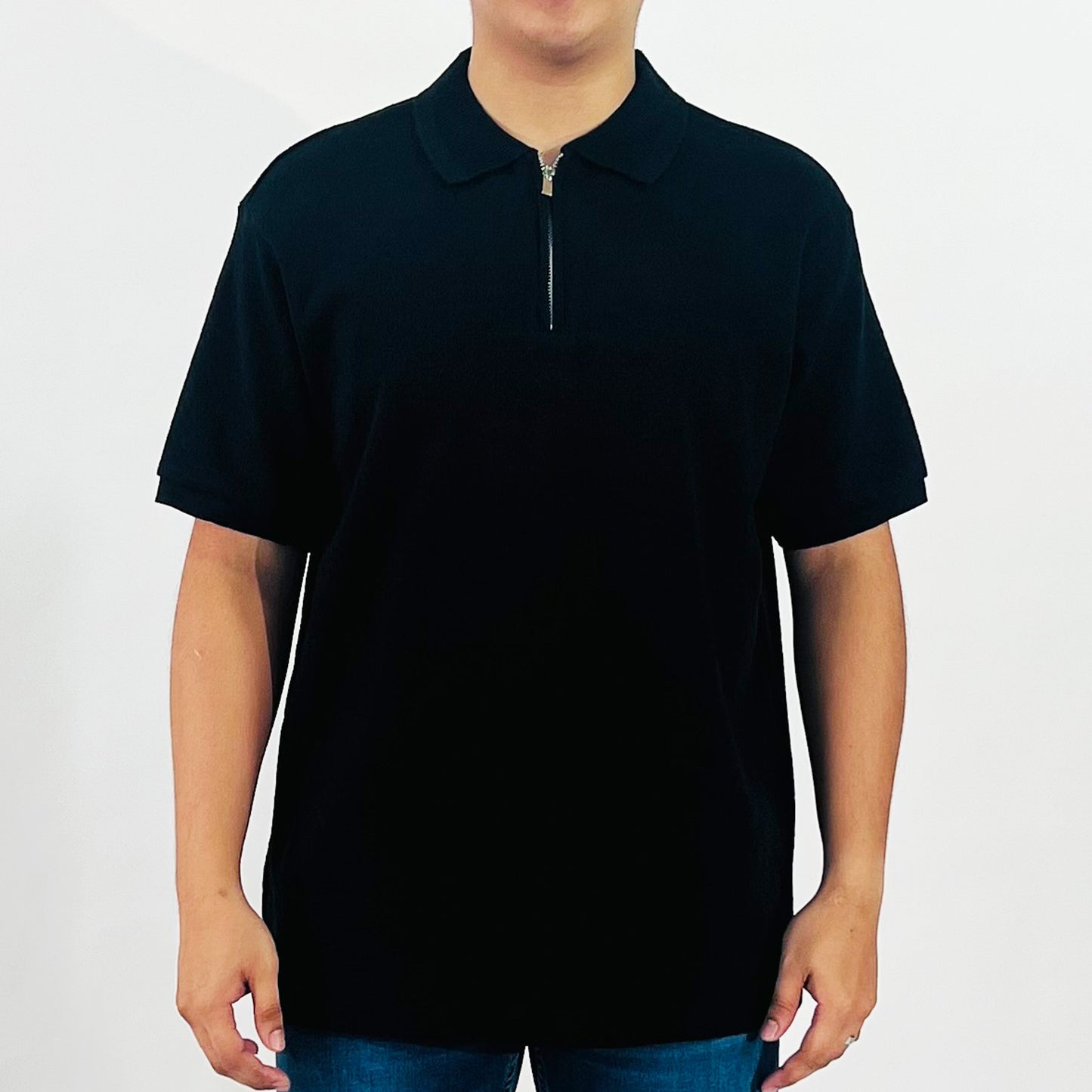 RRJ Men's Basic Collared Shirt Comfort Fitting 169622 (Black)