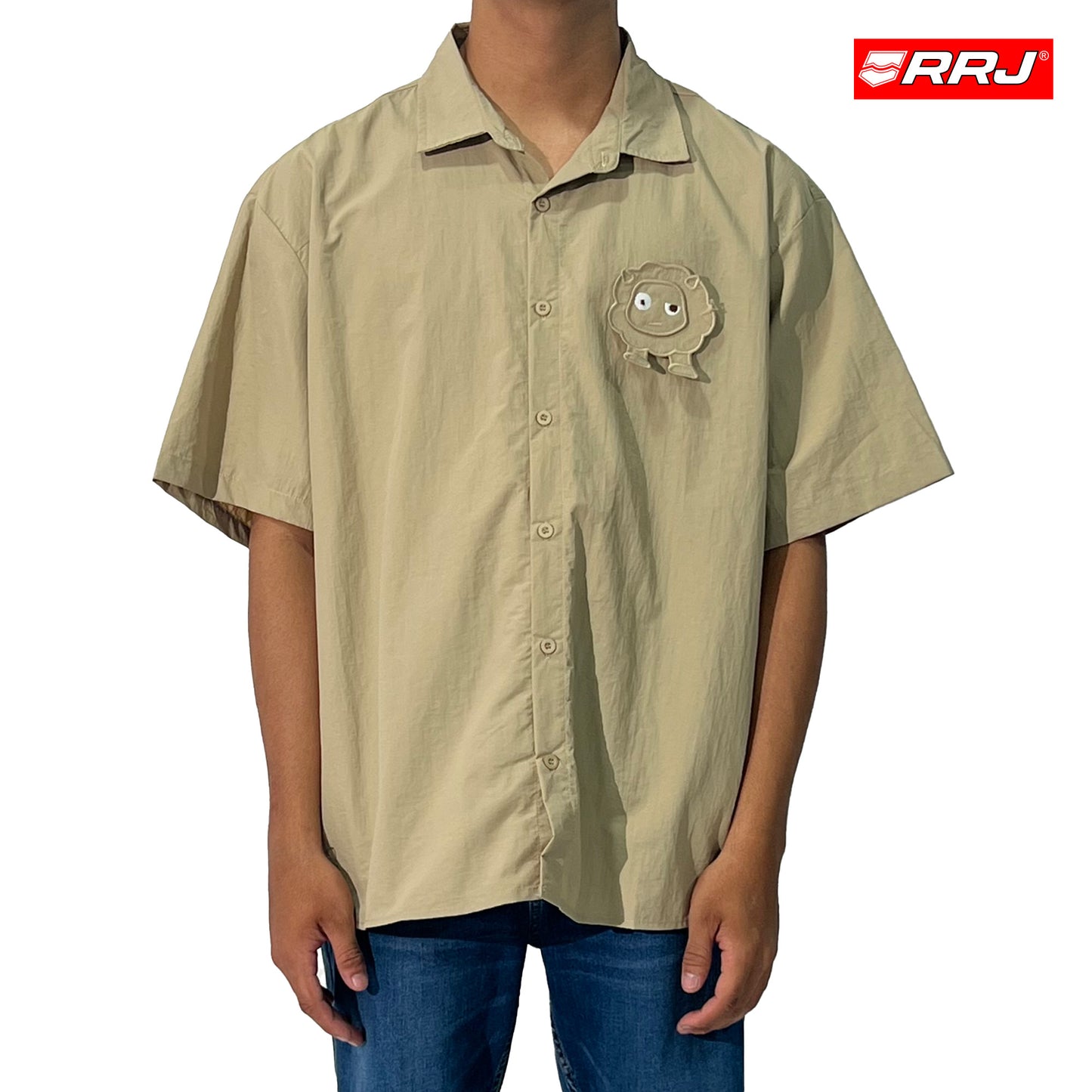 RRJ Men's Basic Woven Shirt Oversized Fitting 177430 (Beige)