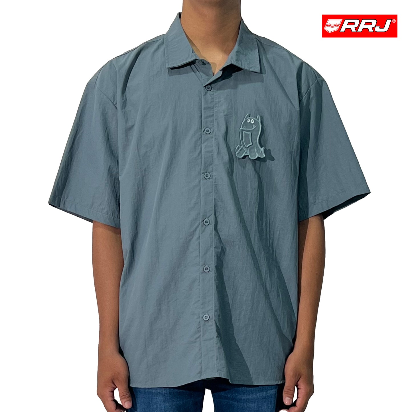 RRJ Men's Basic Woven Shirt Oversized Fitting 177430 (Gray)
