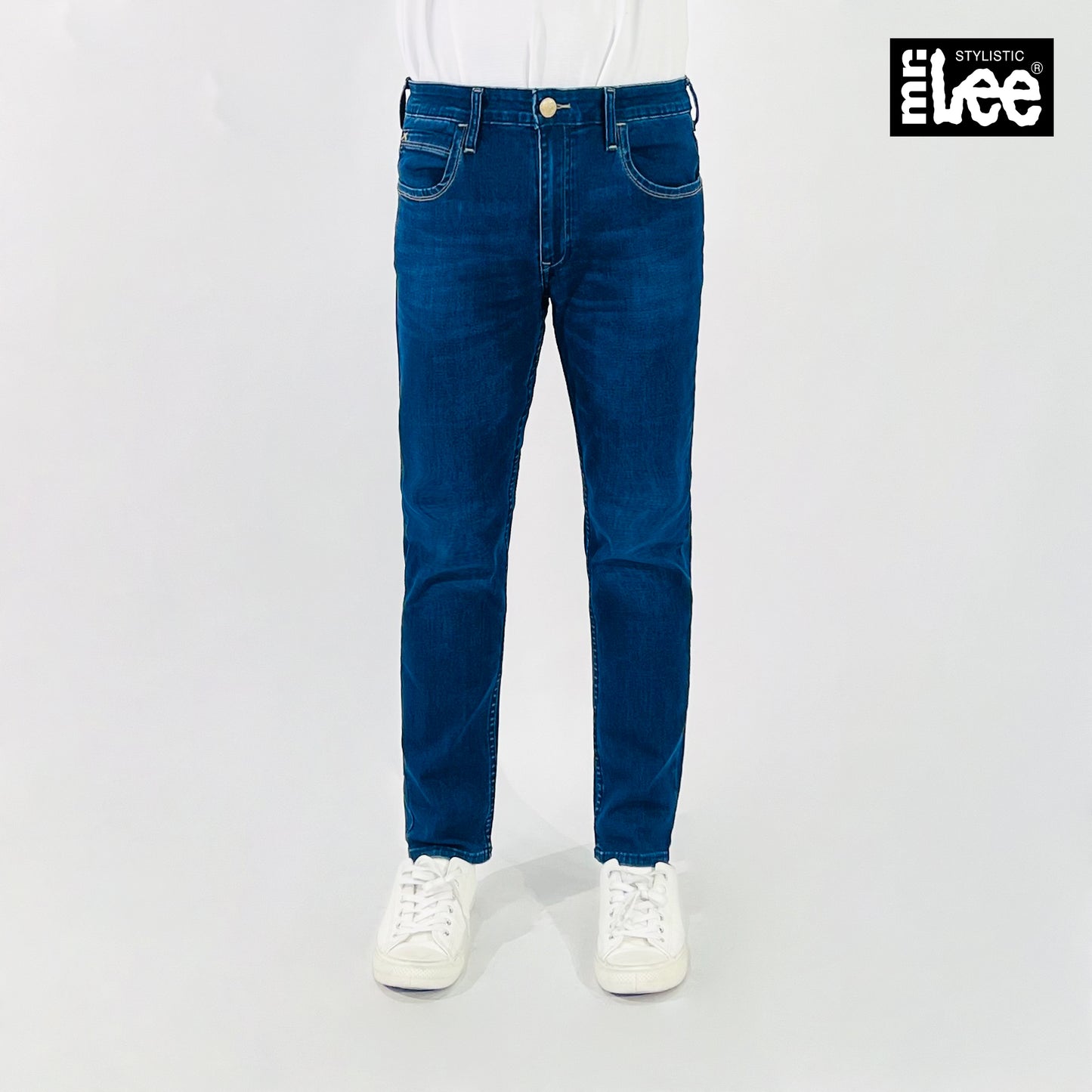 Stylistic Mr. Lee Men's Basic Denim Pants Skinny Mid Waist 176924-U (Medium Shade)