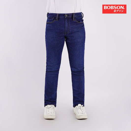 Bobson Japanese Men's Basic Denim Pants Super Skinny Mid Waist 177068 (Medium Shade)