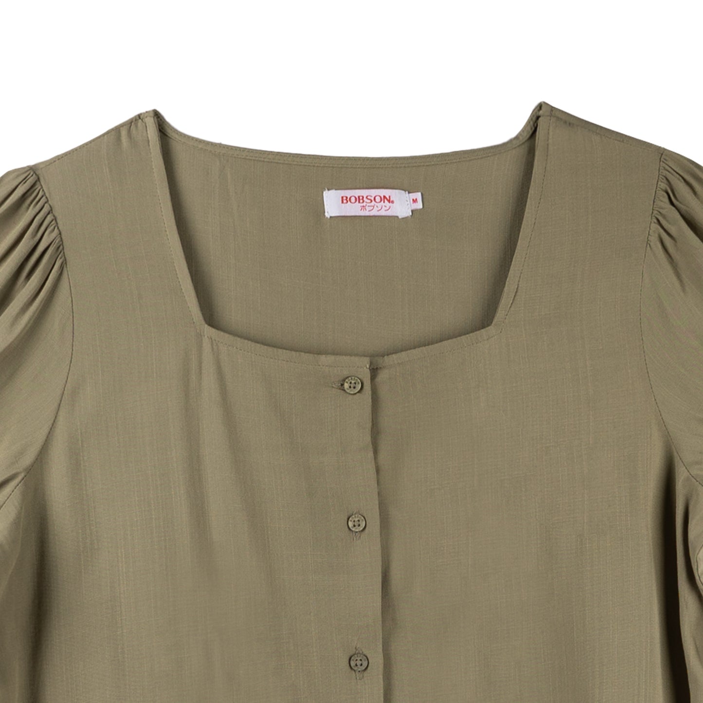 Bobson Japanese Ladies Basic Woven Shirt Boxy Fit 151852 (Light Green)