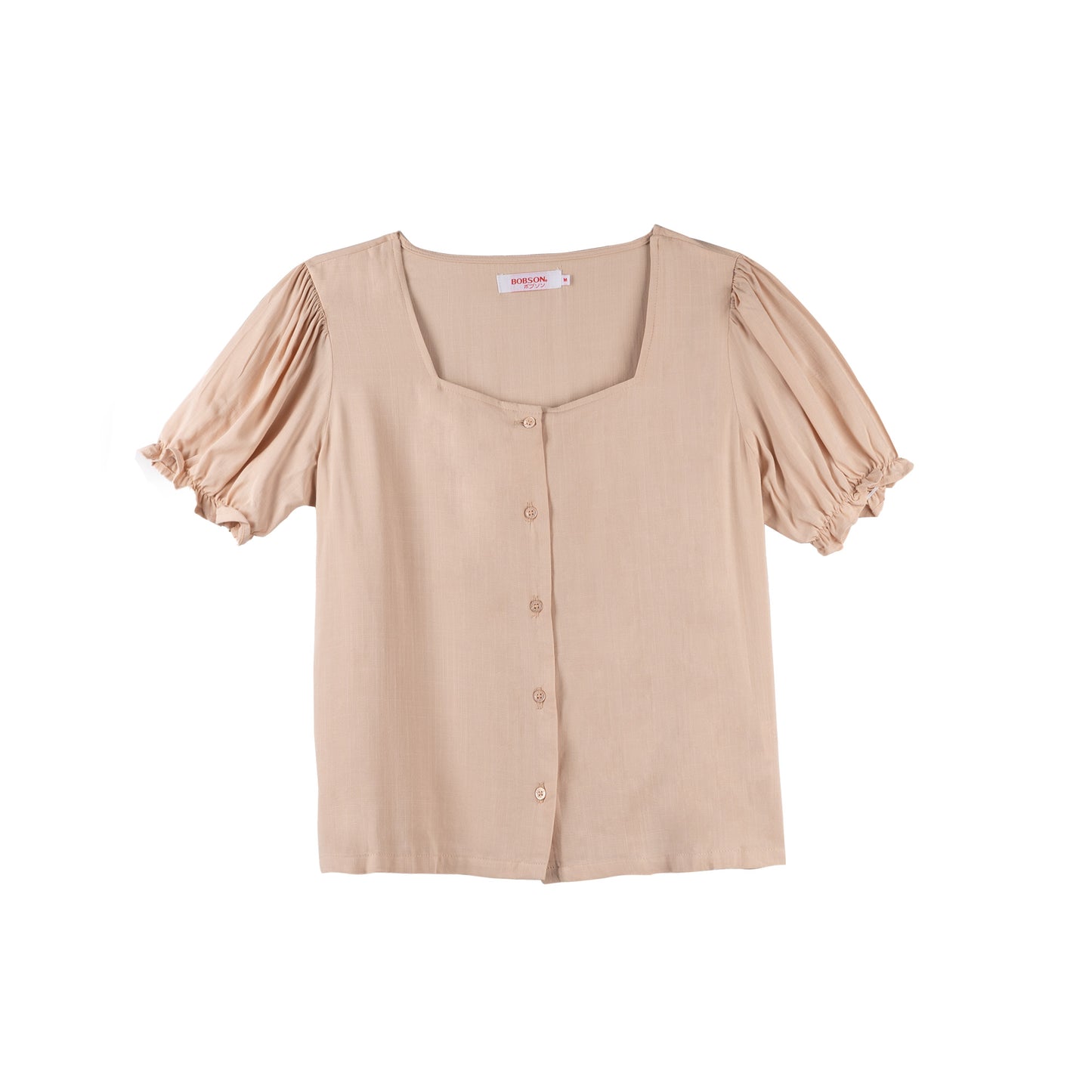 Bobson Japanese Ladies Basic Woven Shirt Boxy Fit 151852 (Beige)