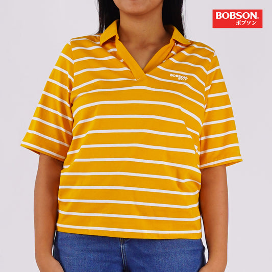 Bobson Japanese Ladies Basic Collared Shirt Relaxed Fit 157847 (Yellow Gold)