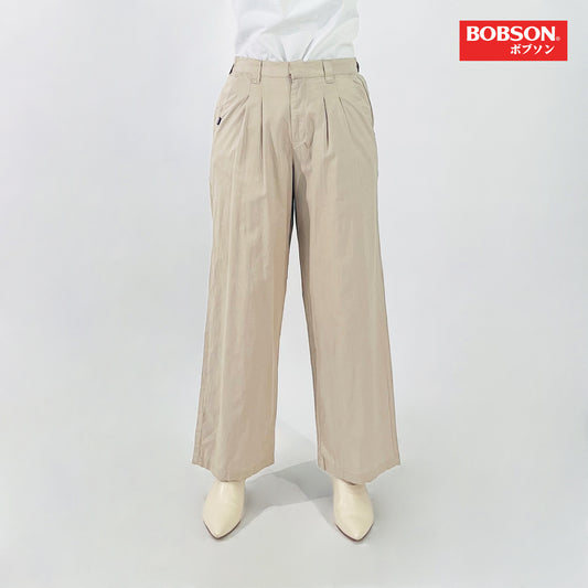 Bobson Japanese Ladies Basic Non-Denim Wide Leg Pants 176330 (Light Beige)
