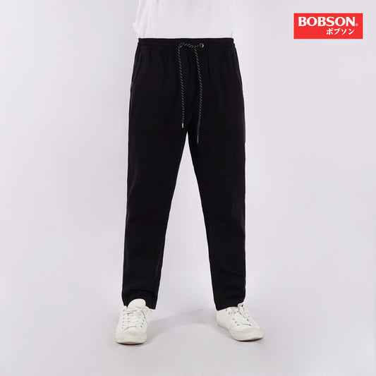 Bobson Japanese Men's Basic Non-Denim Trouser Pants Mid Waist 176076 (Black)