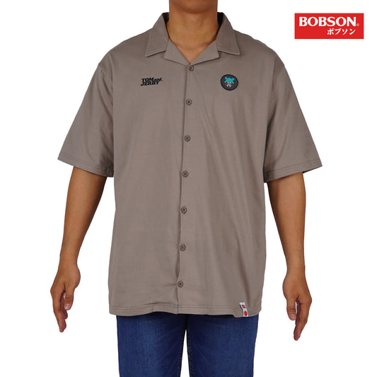 Bobson Japanese X Tom and Jerry  Men's Basic Woven Shirt Comfort Fit 168176 (Gray)