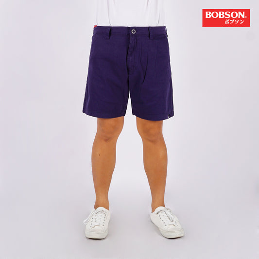 Bobson Japanese Men's Basic Non-Denim Tapered Short Mid Waist 176753 (Peacoat)