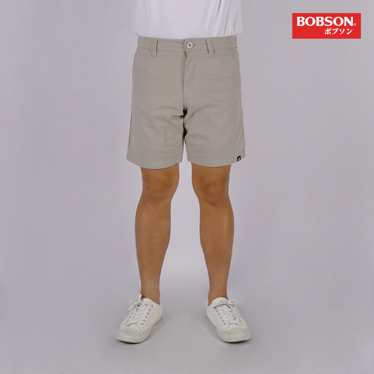 Bobson Japanese Men's Basic Non-Denim Tapered Short Mid Waist 176765 (Gray)