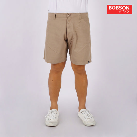 Bobson Japanese Men's Basic Non-Denim Tapered Short Mid Waist 176777 (Sand)