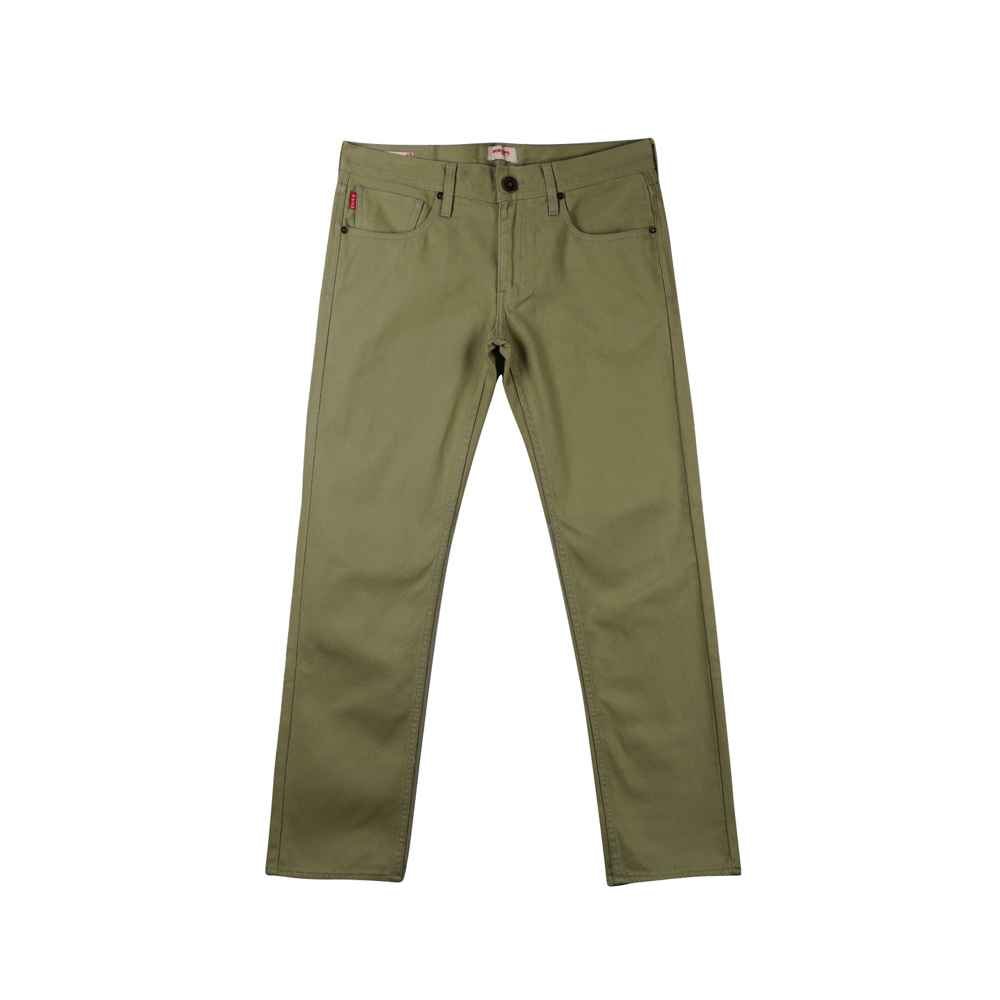 Bobson Japanese Men's Basic Denim Pants Skinny Mid Waist 175391 (Olive Light)
