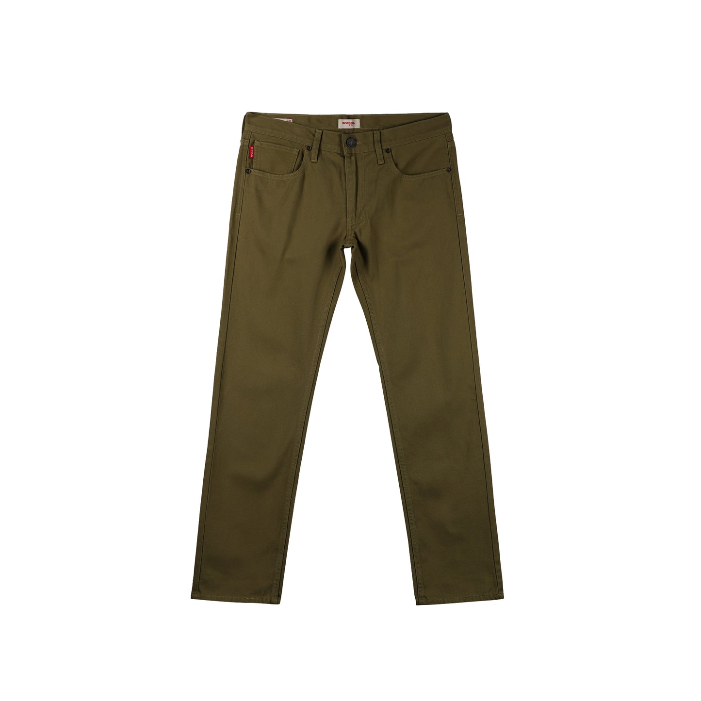 Bobson Japanese Men's Basic Denim Pants Skinny Mid Waist 175372 (Khaki)