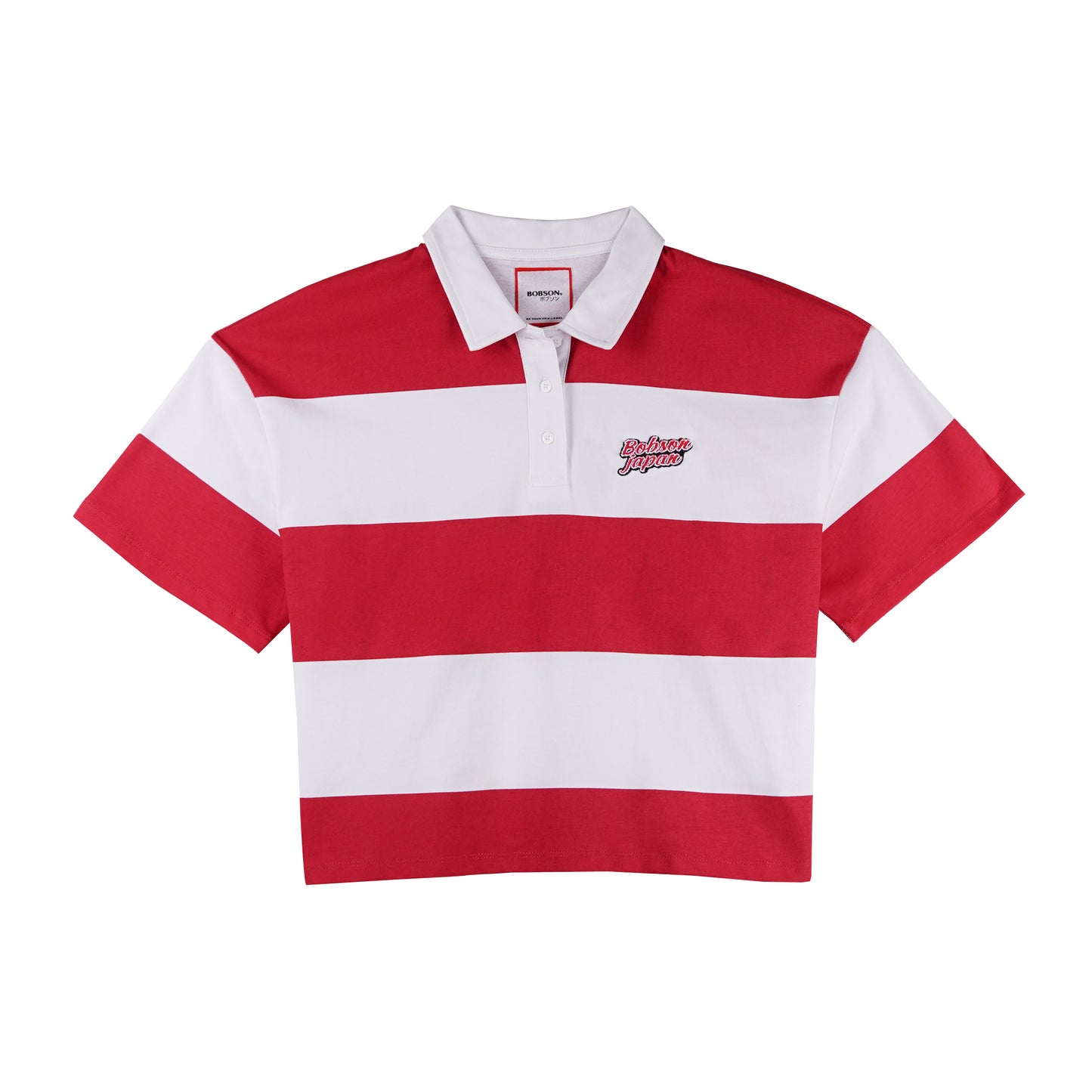 Bobson Japanese Ladies Basic Collared Shirt Crop Fit 157829 (Barbados Cherry)