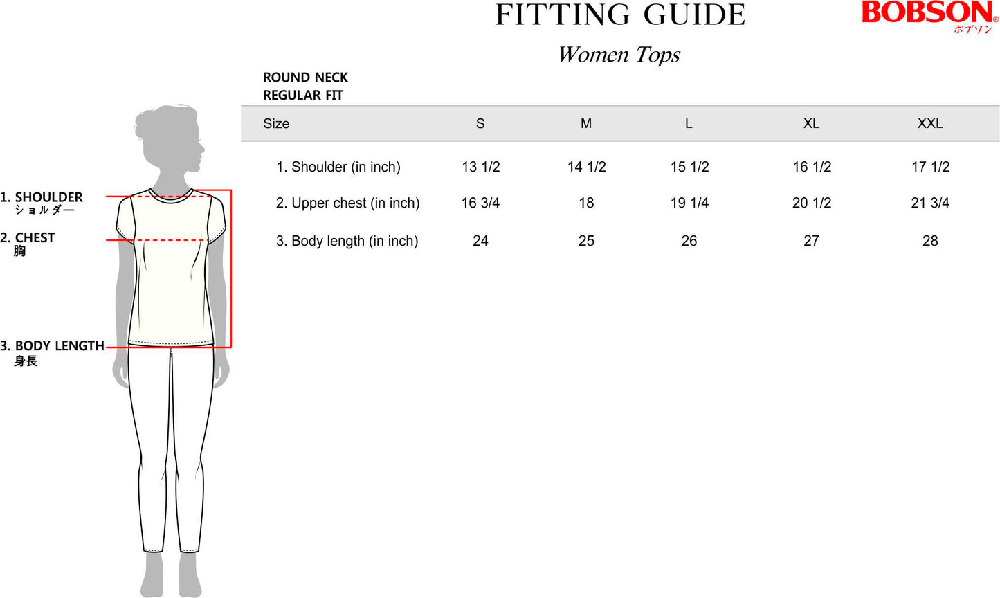 Bobson Japanese Ladies Basic Tees Regular Fit 175415-U (Yellow Gold)