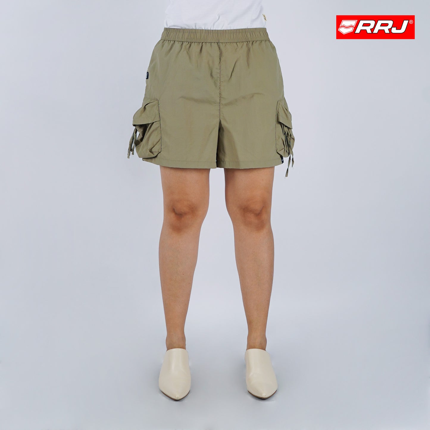 RRJ Ladies Basic Non-Denim Cargo Shorts 180580 (Beige)