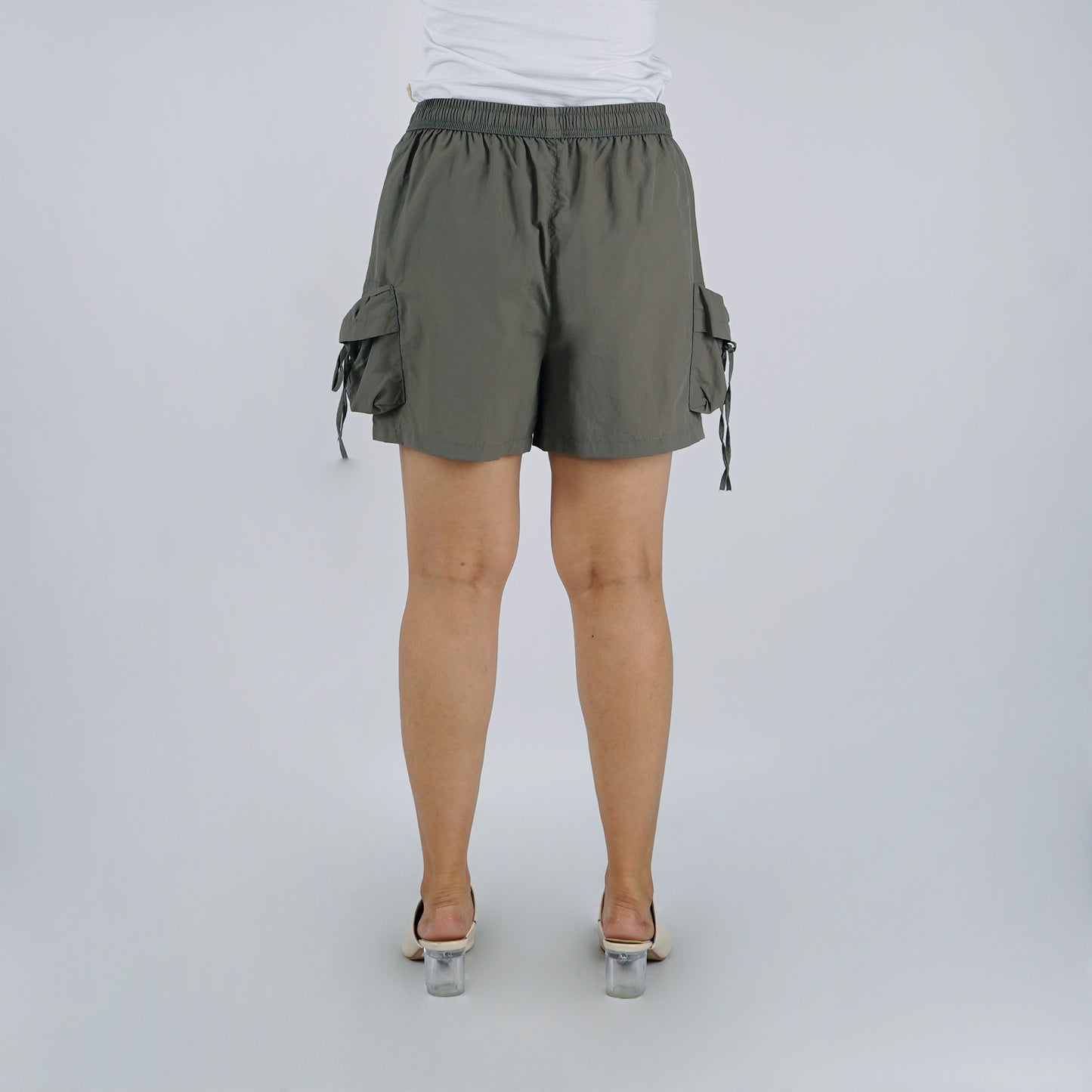 RRJ Ladies Basic Non-Denim Cargo Shorts 180580 (Gray)
