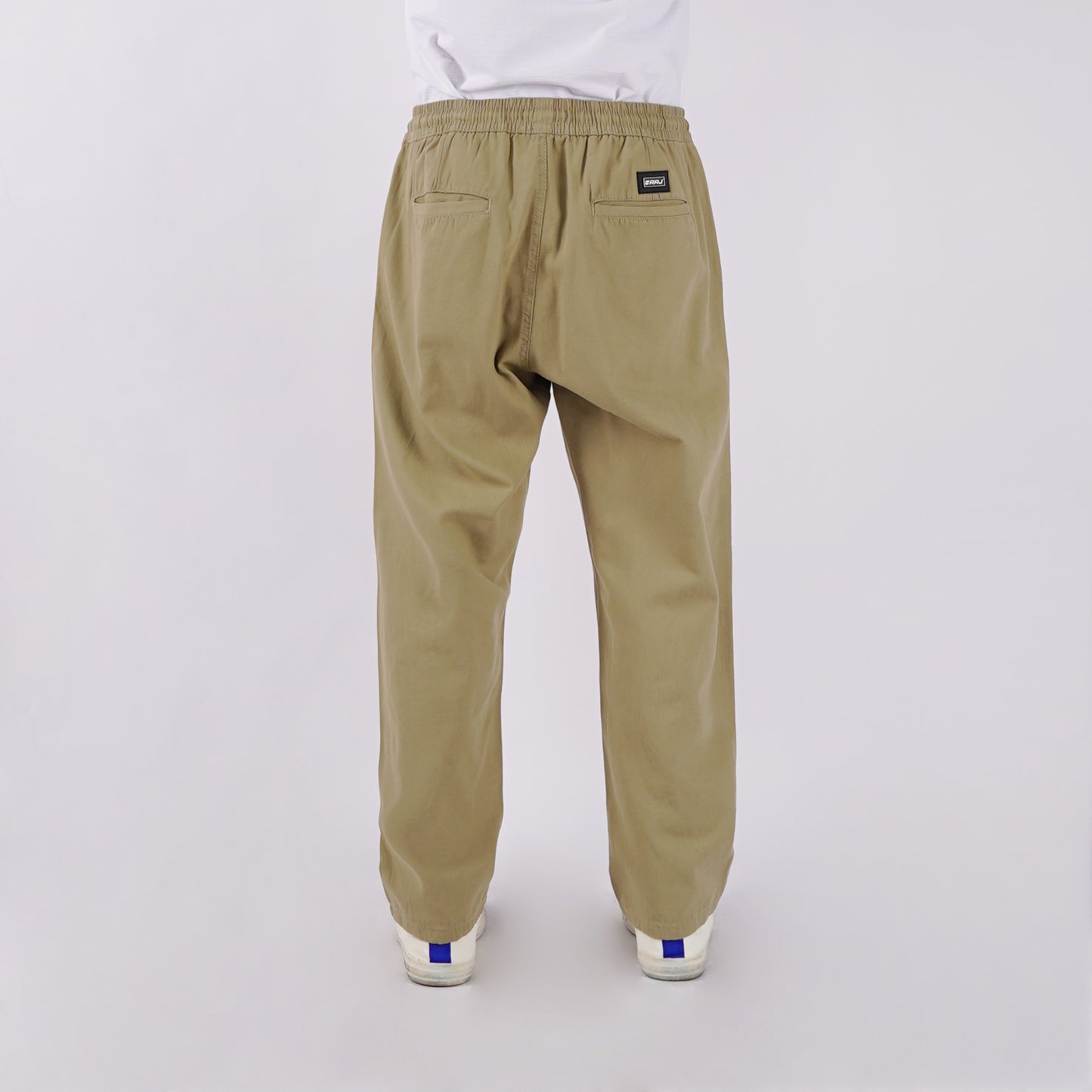 RRJ Men's Basic Non-Denim Trouser Pants Mid-Rise Fitting 176017 (Khaki)