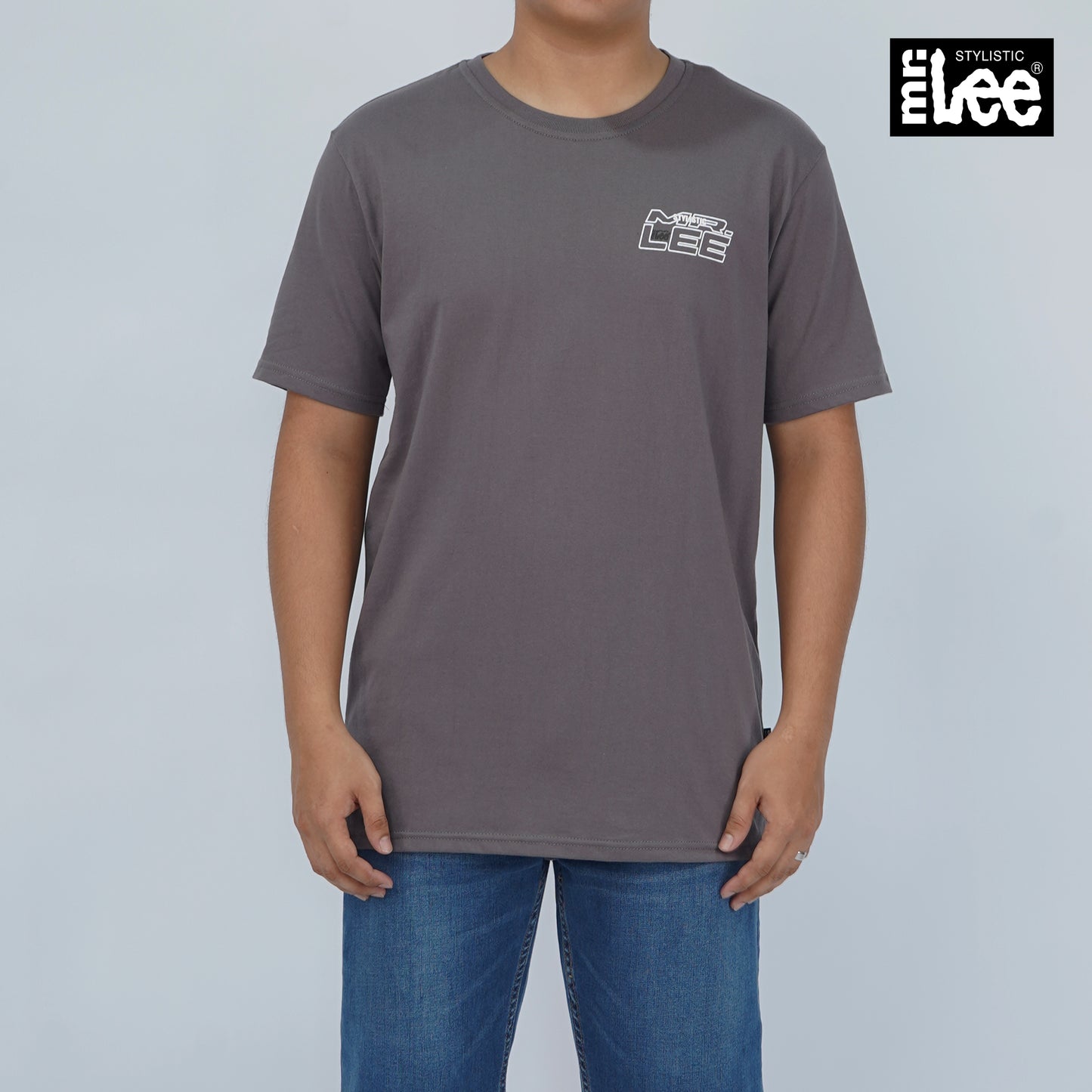 Stylistic Mr. Lee Men's Basic Tees Semi Body Fit 176953-U (Dark Gray)