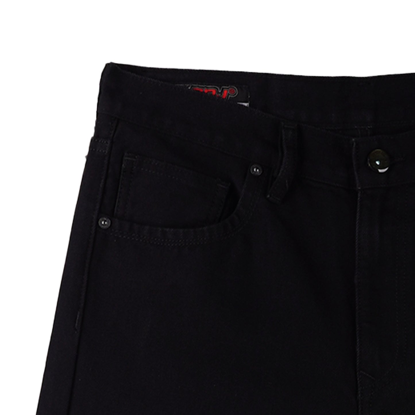 RRJ Men's Basic Denim Pants Slim Straight Mid-Rise 178072 (Black)