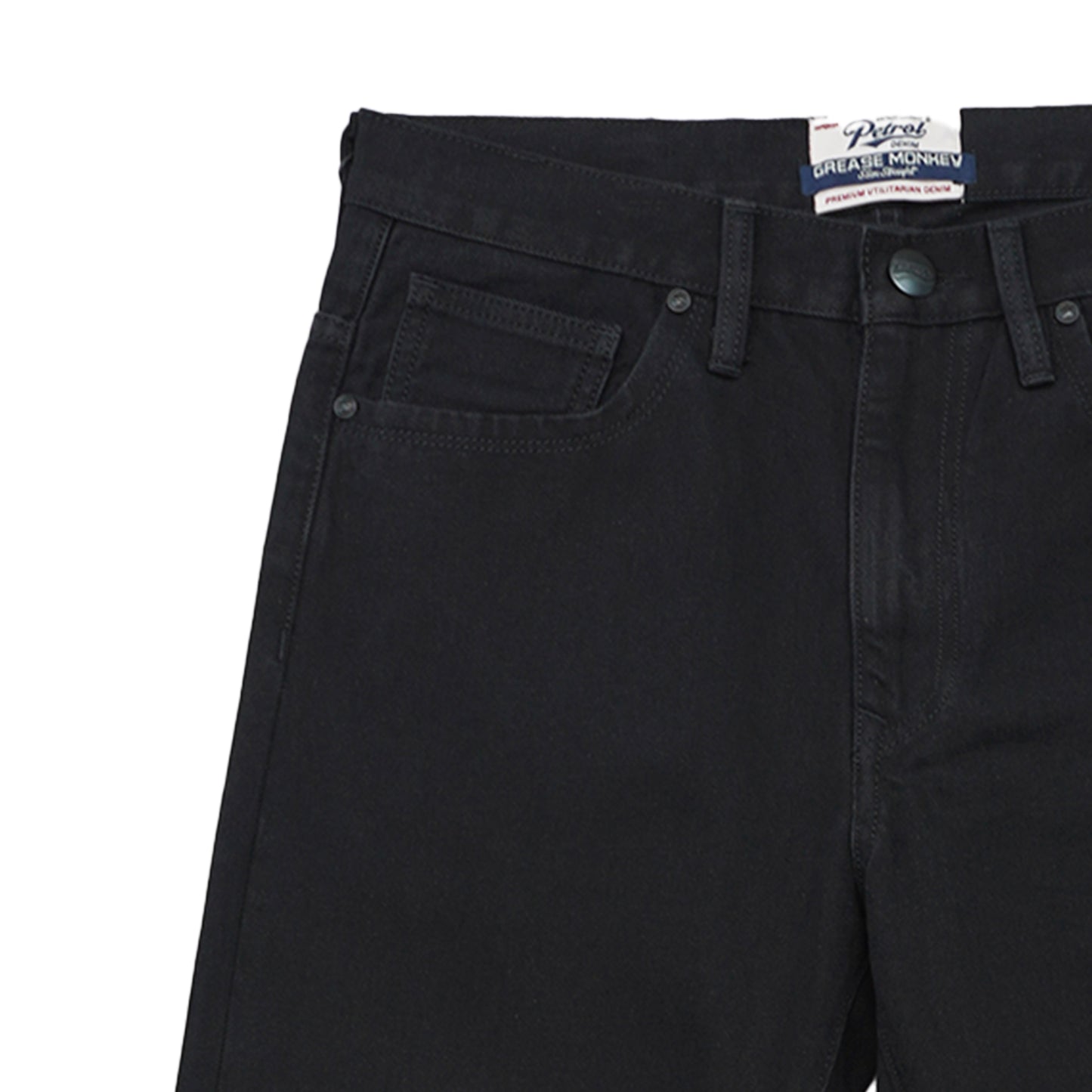 Petrol Men's Basic Denim Pants Mid-Rise Slim Straight Fitting 180135 (Black)