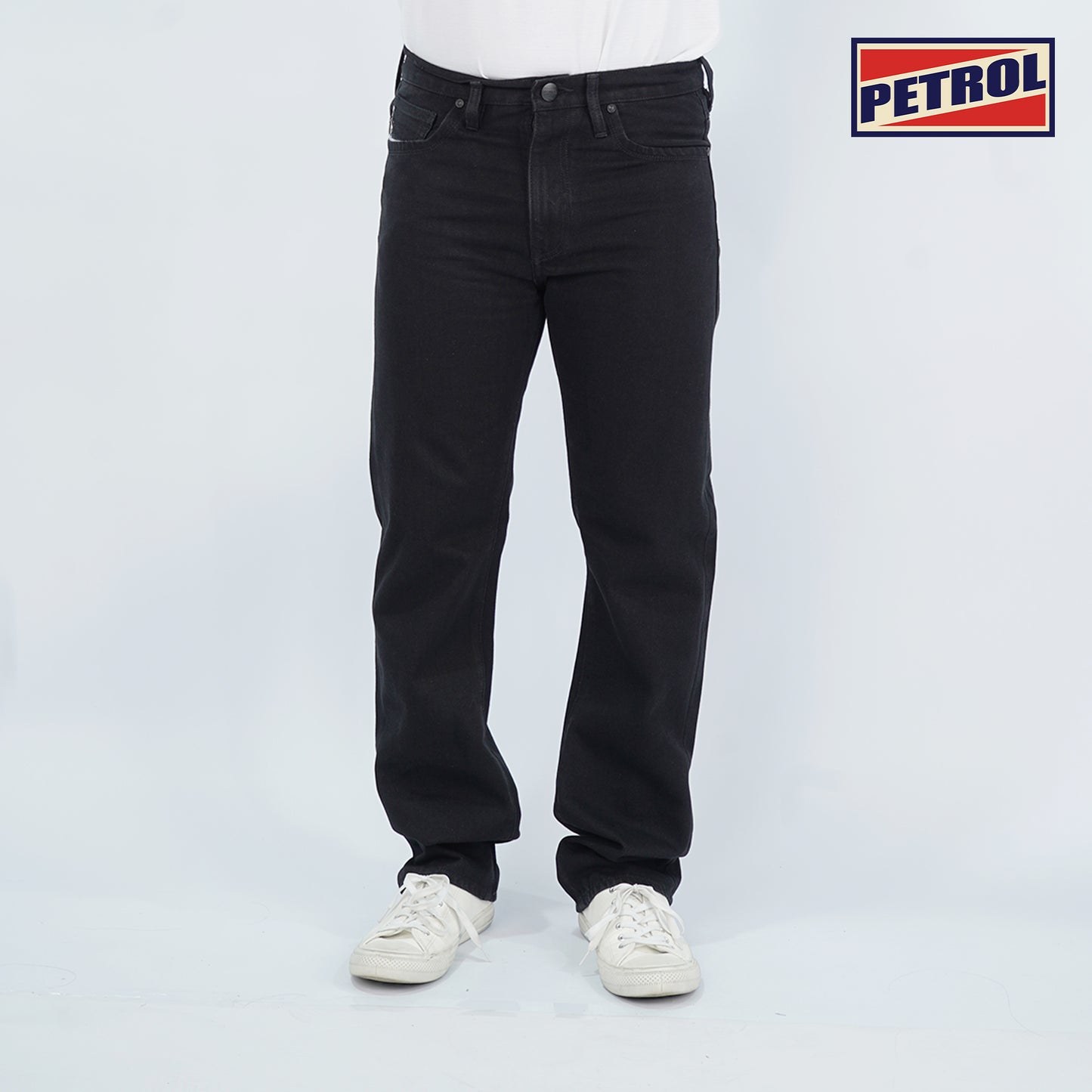 Petrol Men's Basic Denim Pants Mid-Rise Slim Straight Fitting 180135 (Black)