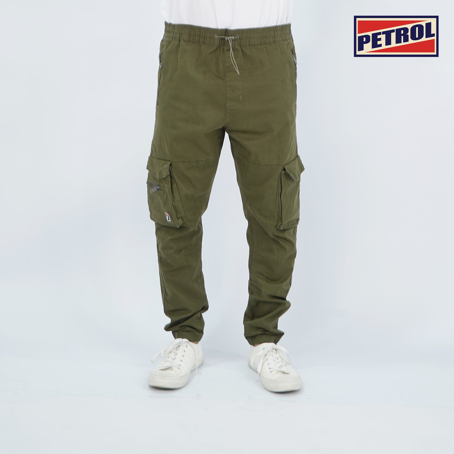 Petrol Men's Basic Non-Denim Cargo Pants Mid-Rise 177193 (Dark Fatigue)