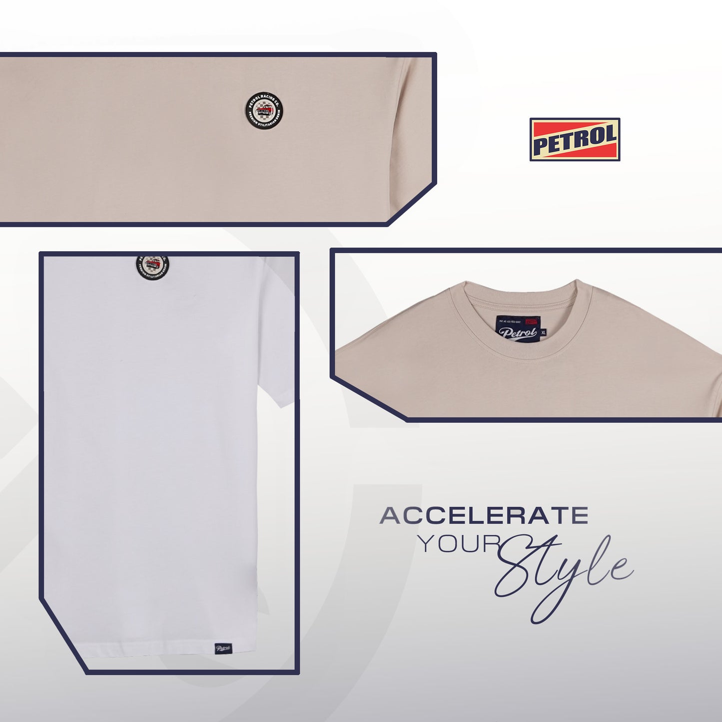 Petrol Men's Basic Tees Oversized Fitting 172478 (Sand)
