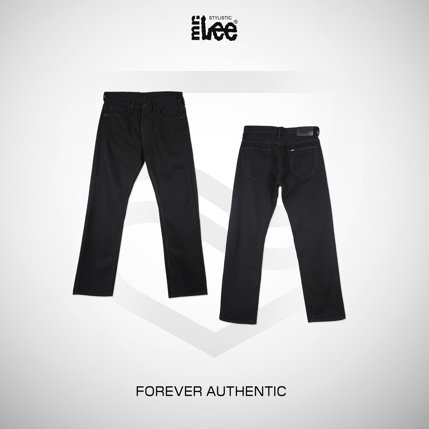 Stylistic Mr. Lee Men's Basic Denim Regular Straight Mid Waist 183204 (Black)