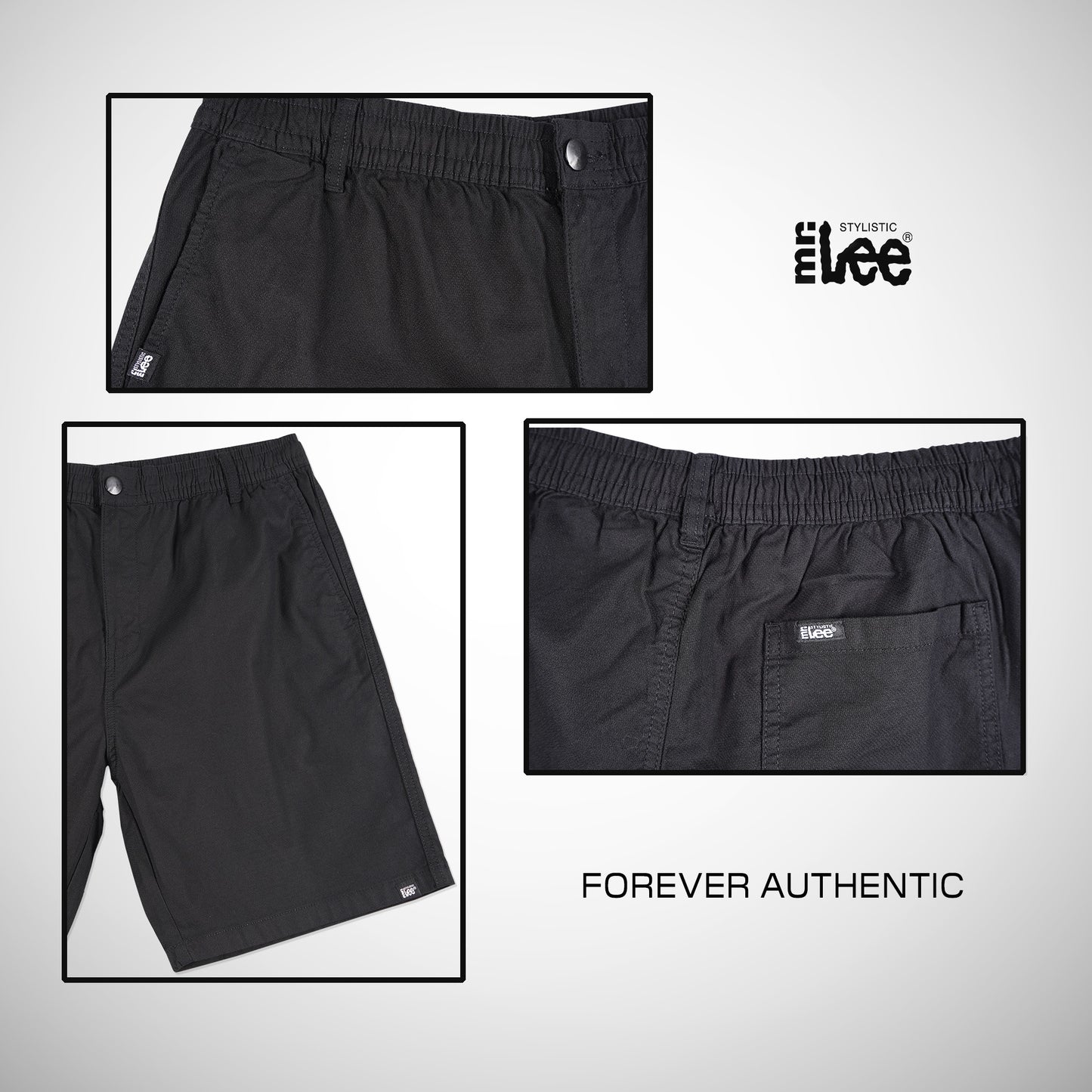 Stylistic Mr. Lee Men's Basic Non-Denim Hybrid Short Mid Waist 180192-U (Black)