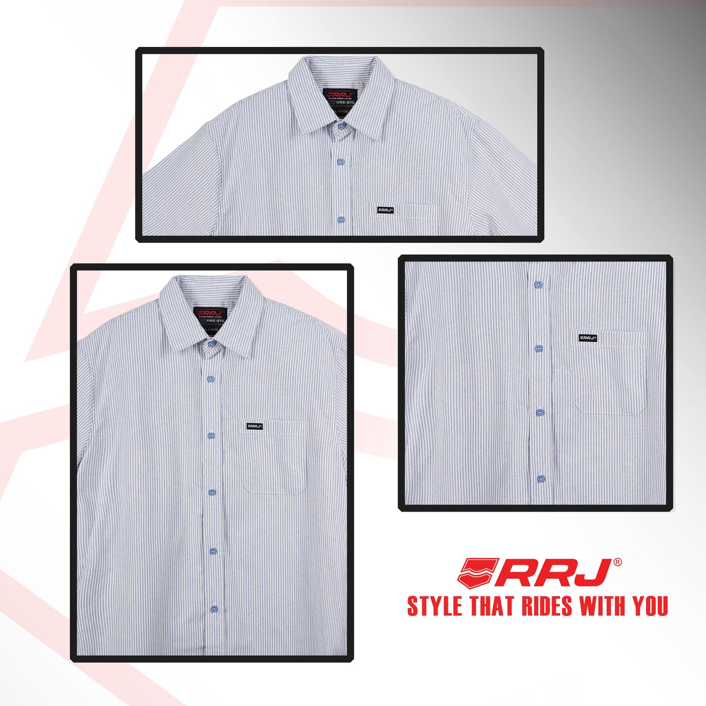 RRJ Men's Basic Woven Shirt Semifit Fitting 168375 (Blue)