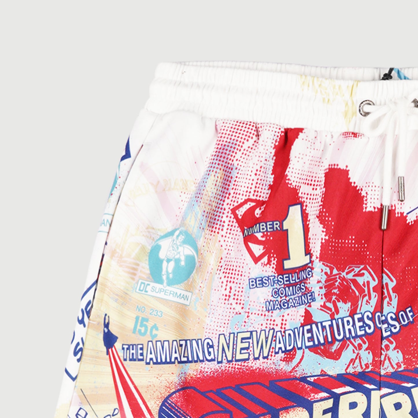 Stylistic Mr. Lee Men's X Justice League Superman All Over Print Basic Non-Denim Jogger Short for Men Trendy Fashion High Quality Apparel Comfortable Casual short for Men 132063 (Red)