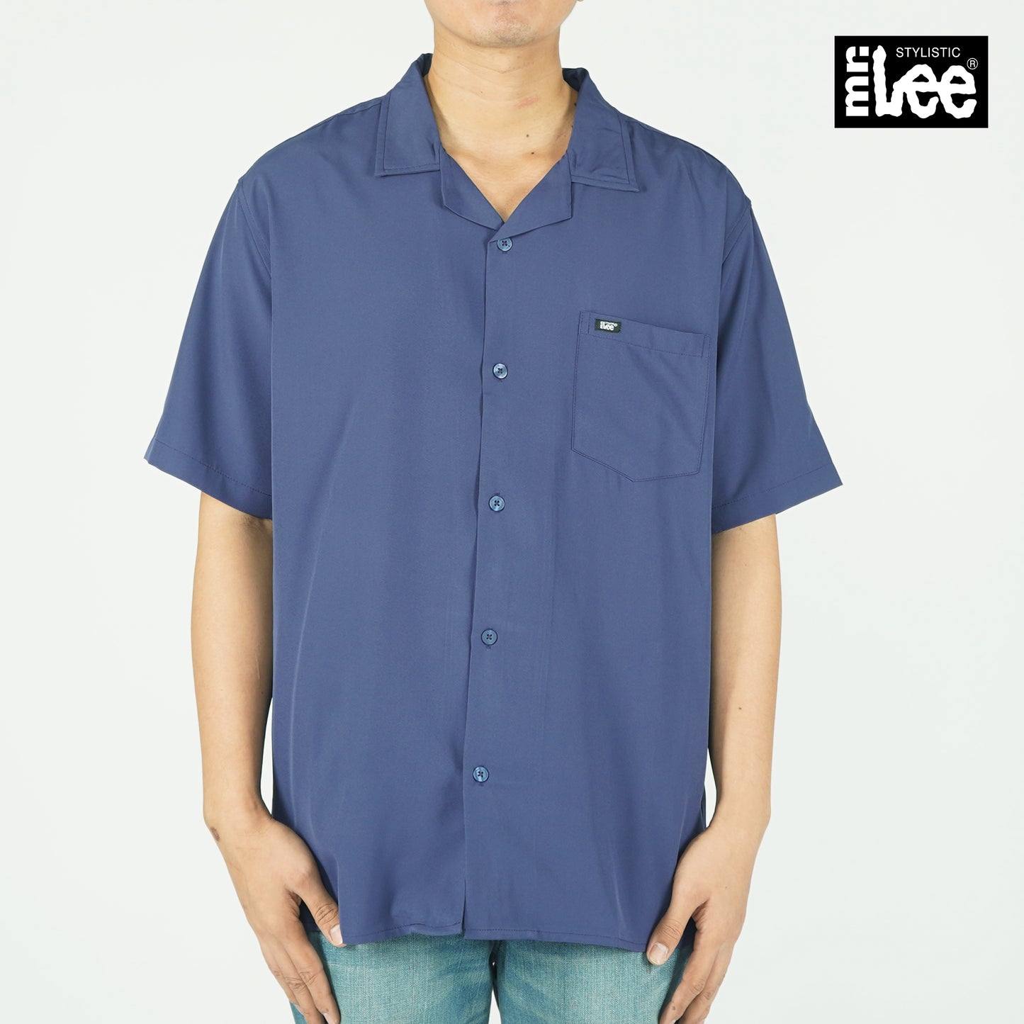 Stylistic Mr. Lee Men's Basic Woven Button Down shirt for Men Trendy Fashion High Quality Apparel Comfortable Casual Polo for Men Comfort Fit 140135-U (Navy)