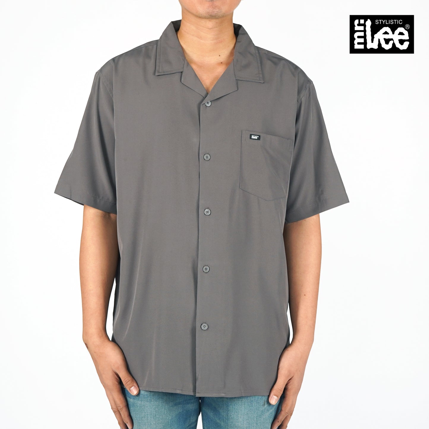 Stylistic Mr. Lee Men's Basic Woven Button Down Shirt for Men Trendy Fashion High Quality Apparel Comfortable Casual Polo for Men Comfort Fit 140120-U (Charcoal Gray)
