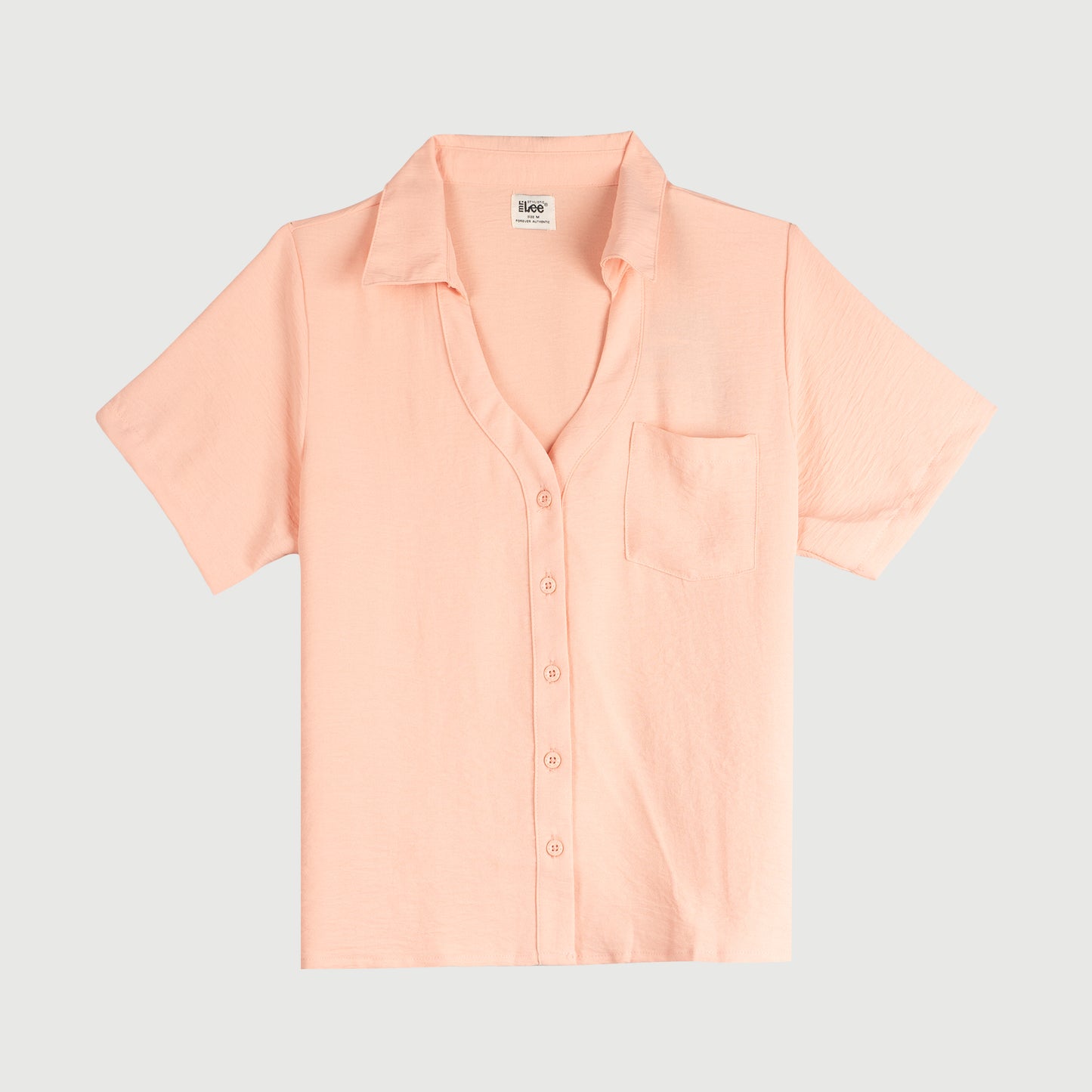 Stylistic Mr. Lee Ladies Basic Woven V-Neck Blouse with Collar for Women Trendy Fashion High Quality Apparel Comfortable Casual Top for Women Boxy Fit 145588 (Pink)