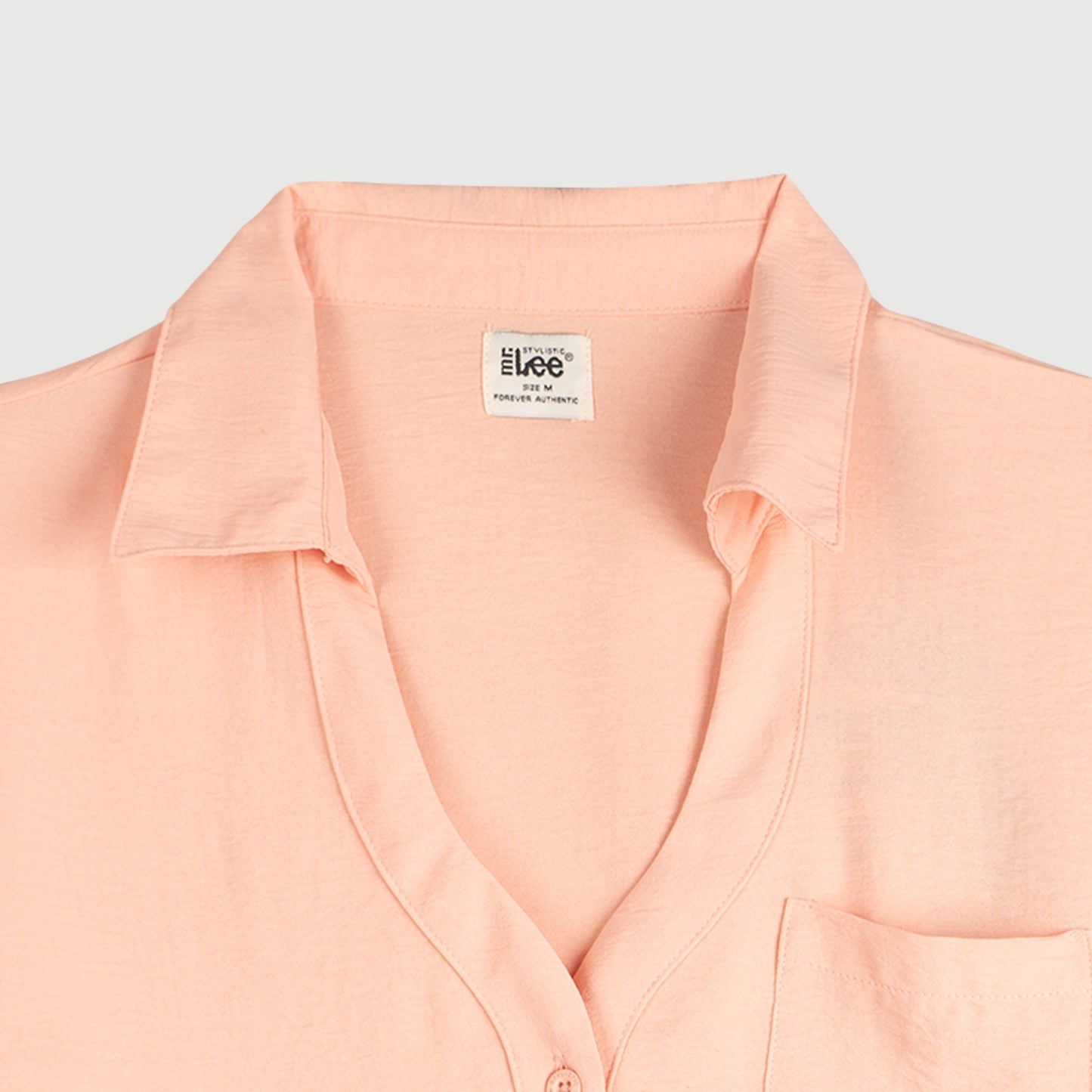 Stylistic Mr. Lee Ladies Basic Woven V-Neck Blouse with Collar for Women Trendy Fashion High Quality Apparel Comfortable Casual Top for Women Boxy Fit 145588 (Pink)