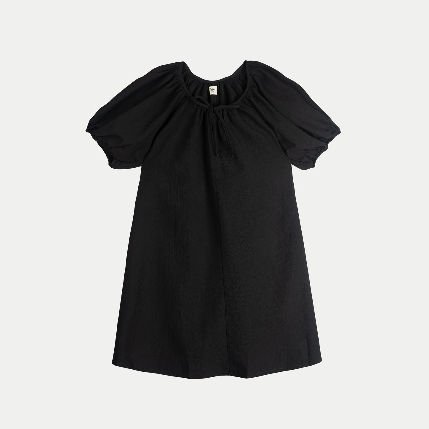 Stylistic Mr. Lee Ladies Basic Plain Dress 3/4 Puff Sleeve for Women Trendy Fashion High Quality Apparel Comfortable Casual Dress for Women Loose Fit 147572 (Black)