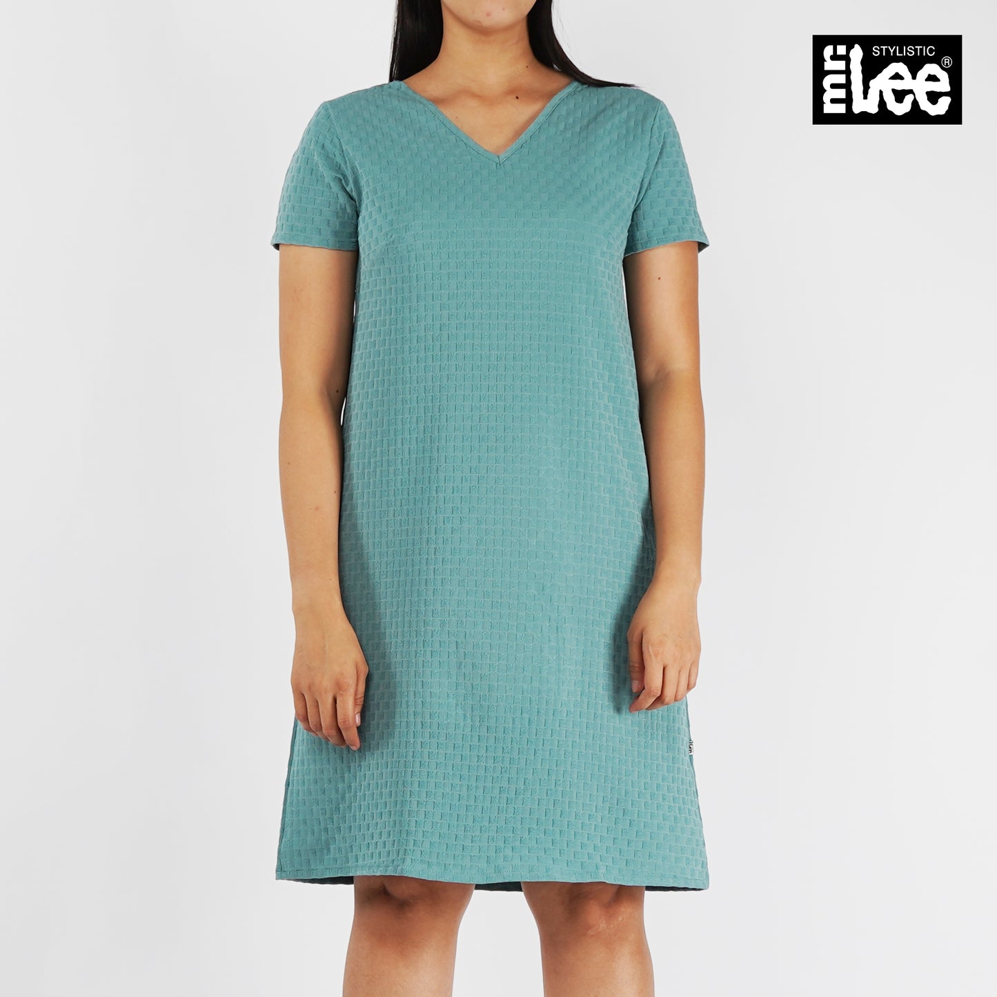 Stylistic Mr. Lee Ladies Basic V-Neck Dress for Women Trendy Fashion High Quality Apparel Comfortable Casual Dress for Women Regular Fit 141713 (Teal)