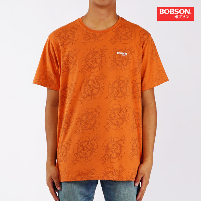 Bobson Japanese Men's Basic Round Neck Tees for Men Trendy Fashion High Quality Apparel Comfortable Casual Top for Men Slim Fit 141816-U (Mango)