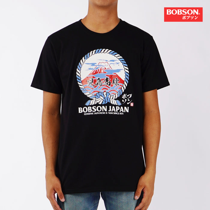 Bobson Japanese Men's Basic Round Neck Tees for Men Trendy Fashion High Quality Apparel Comfortable Casual Top for Men Slim Fit 146833-U (Black)