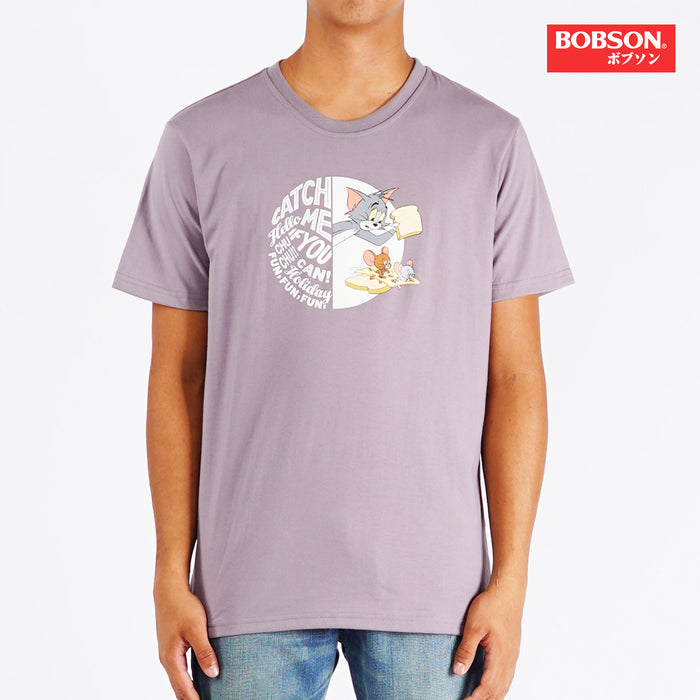 Bobson Japanese X Tom and Jerry Men's Basic Tees for Men Trendy Fashion High Quality Apparel Comfortable Casual Top for Men Slim Fit 151276-U (Gray)