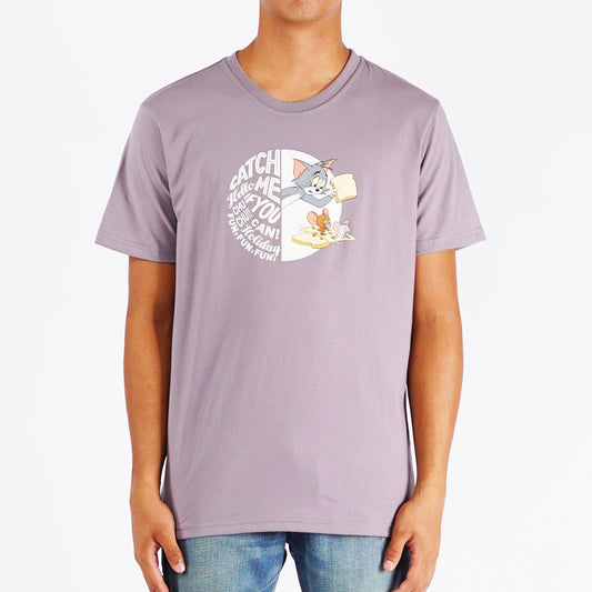 Bobson Japanese X Tom and Jerry Men's Basic Tees for Men Trendy Fashion High Quality Apparel Comfortable Casual Top for Men Slim Fit 151276-U (Gray)