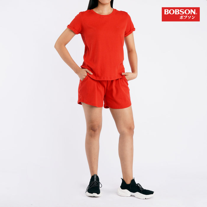 Bobson Japanese Ladies Basic Round Neck T-shirt for Women Knitted Fabric Trendy Fashion High Quality Apparel Comfortable Casual Top for Women Regular Fit 104615 (Orange)