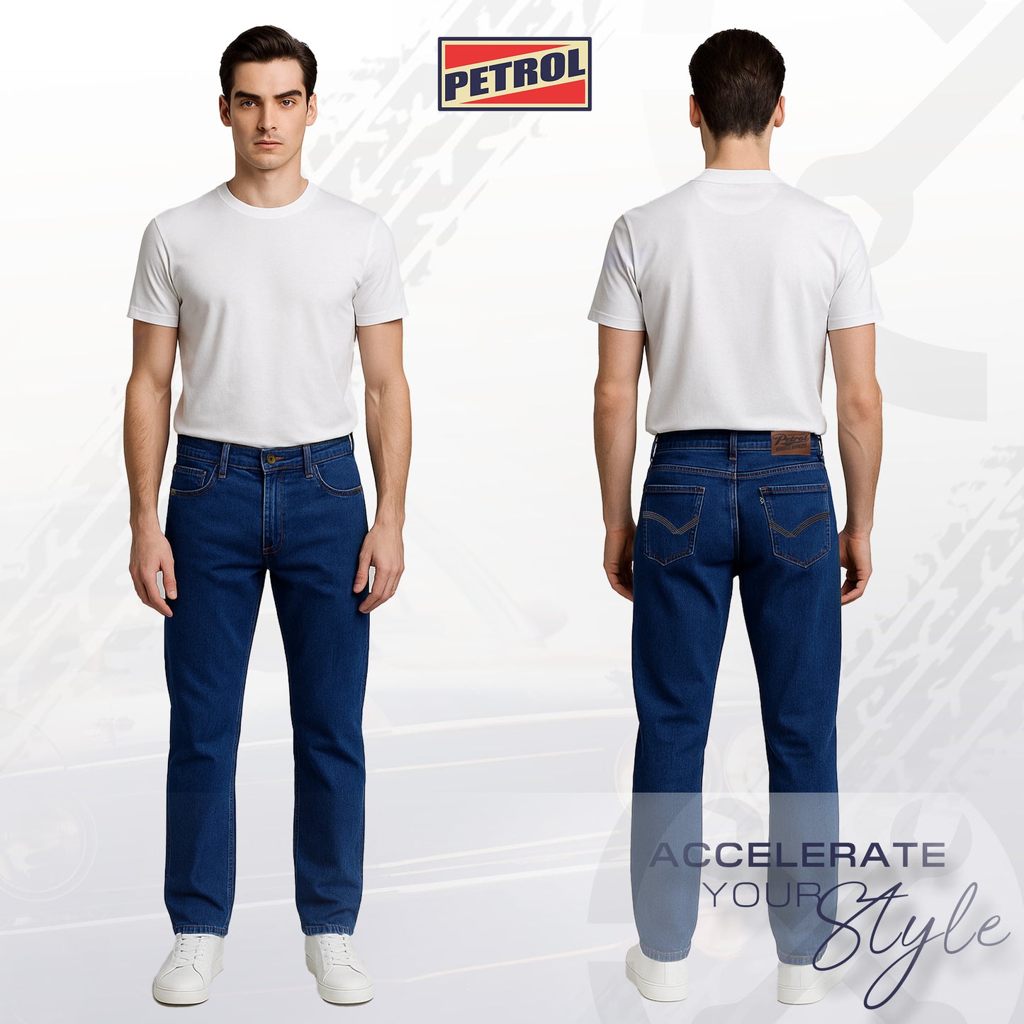 Petrol Men's Basic Denim Classic Pants Mid-Rise Fitting 192140-U (Medium Shade)