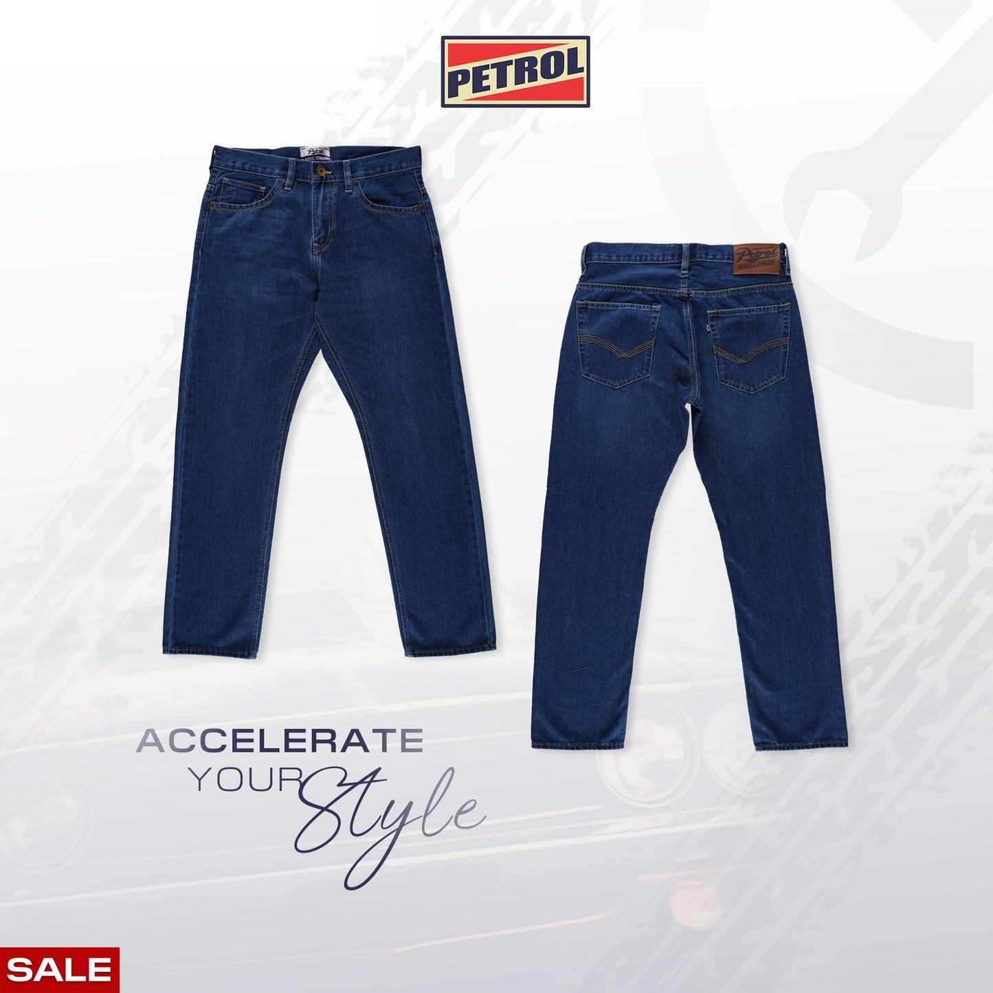 Petrol Men's Basic Denim Classic Pants Mid-Rise Fitting 192140-U (Medium Shade)